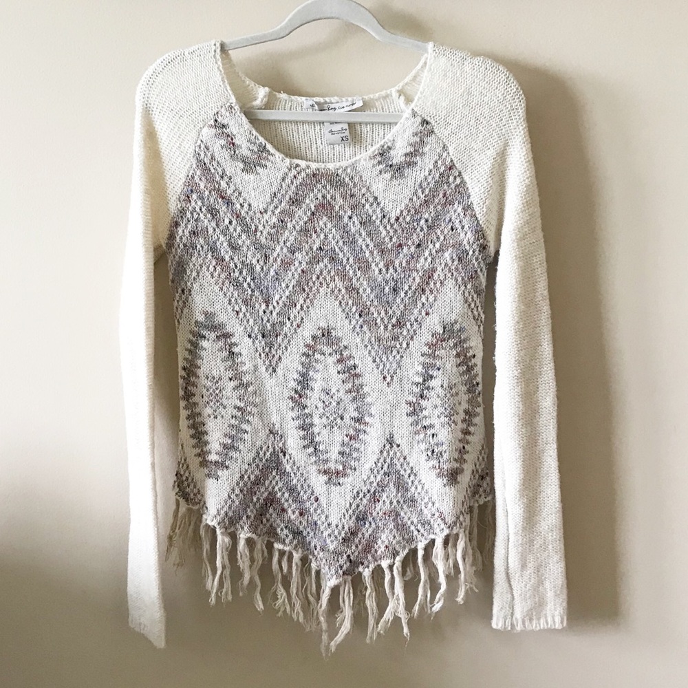 American Rag Tassel Fringe Boho Sweater // XS